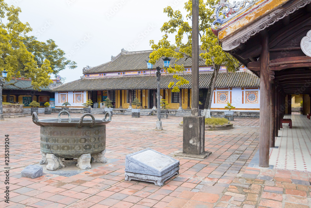 courtyard of imperial city citadel in Hue, Vietnam