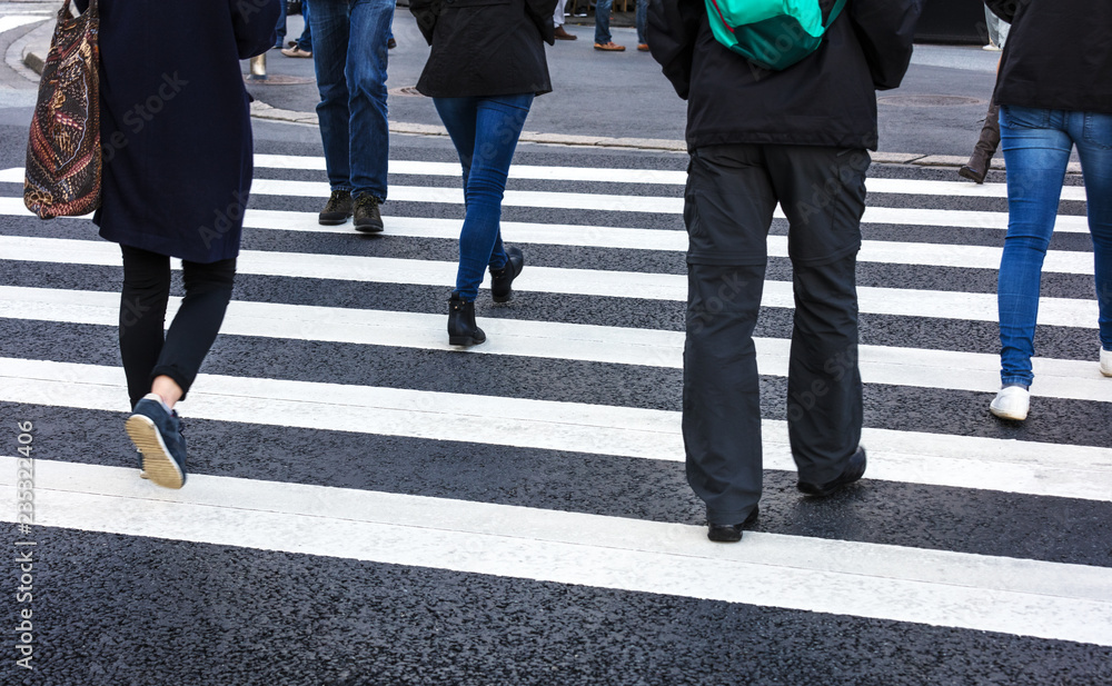 pedestrian crossing in modern city