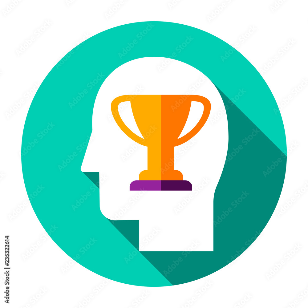 Trophy people icon. Head with success, winner, user head sign Trophy people icon. Head with success, winner, user head sign