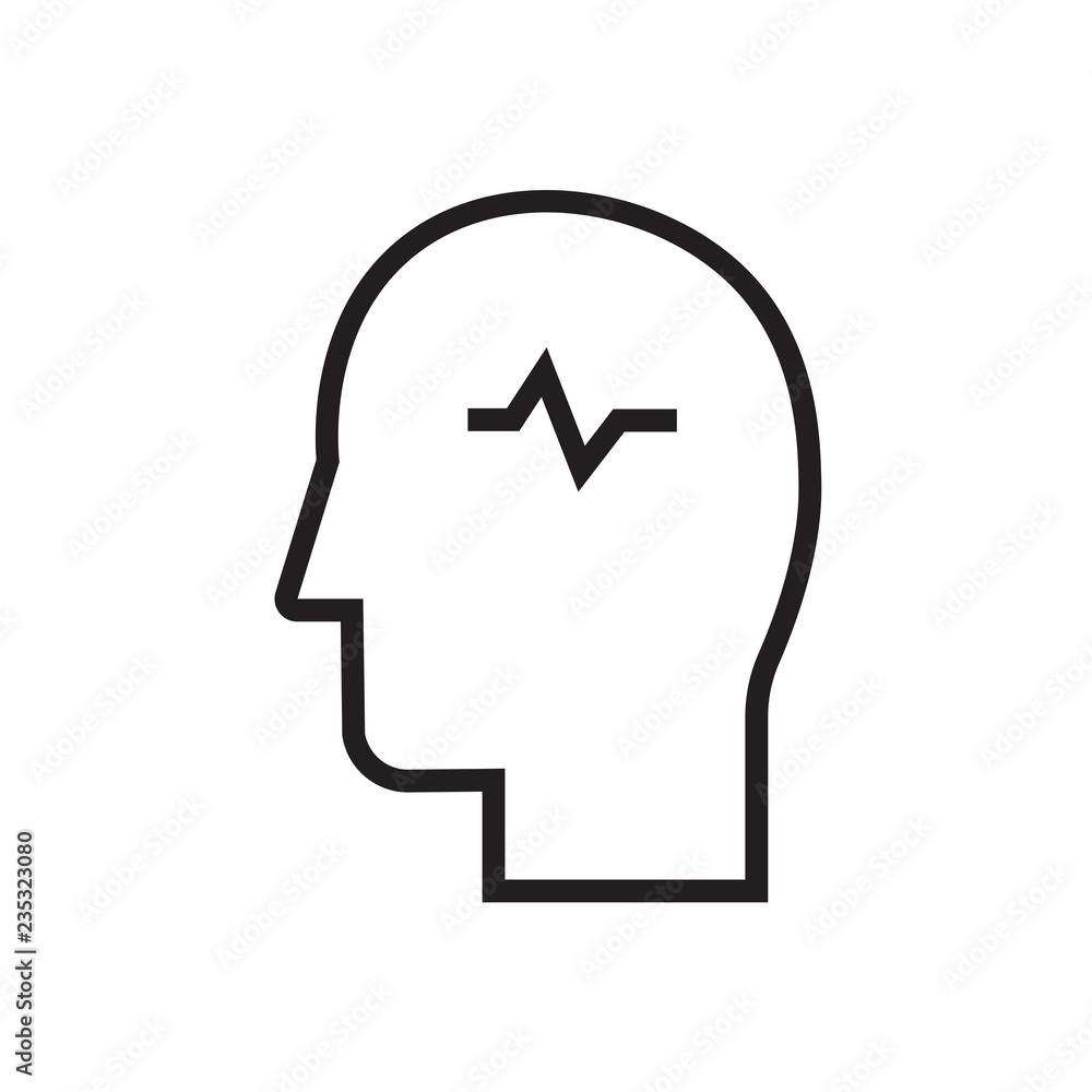 Mind user icon. Head with pulse sign Mind user icon. Head with pulse sign
