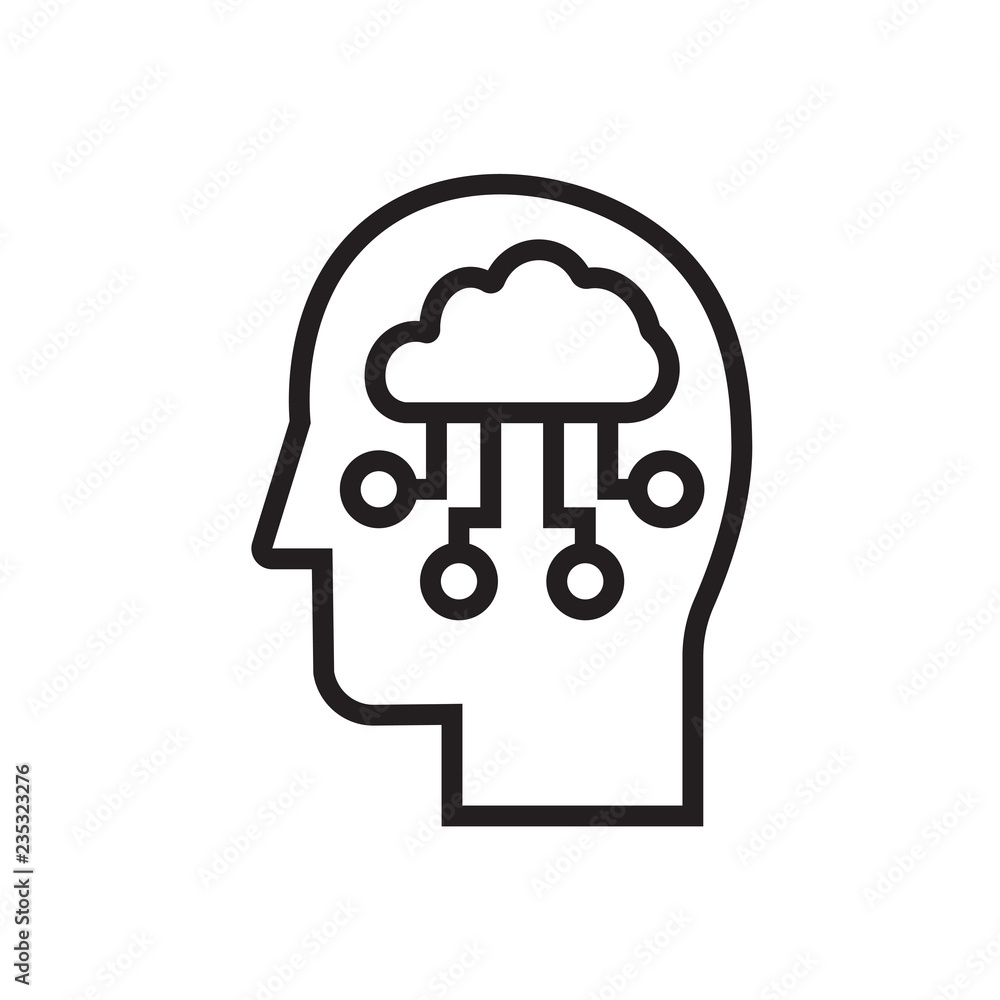 Cloud computing interface icon. Head with connectivity sign Cloud computing interface icon. Head with connectivity sign