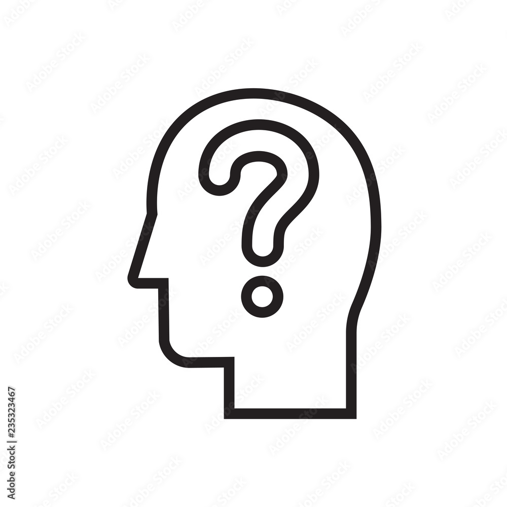 Question user icon. Head with question, doubt sign Question user icon. Head with question, doubt sign