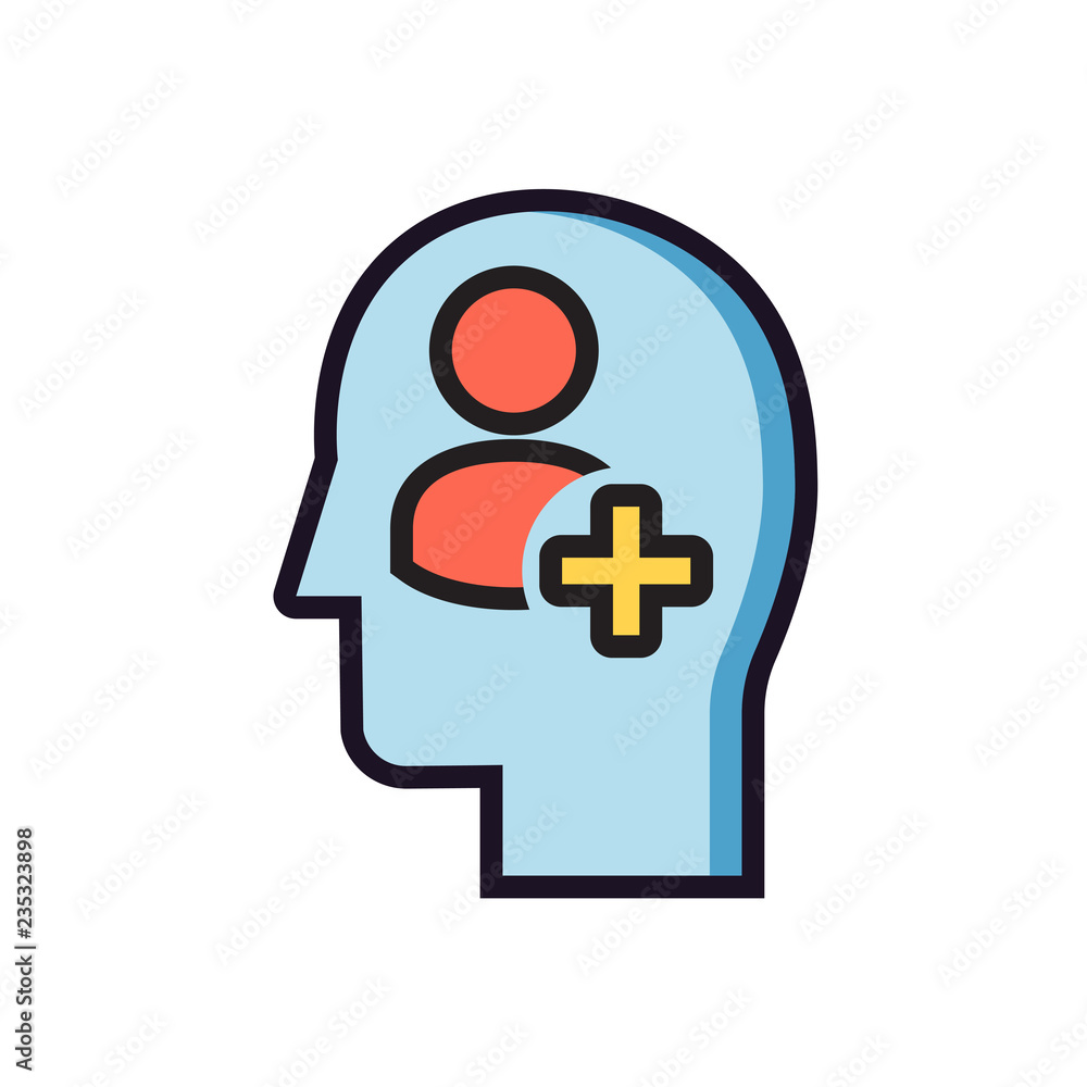 Friendship social icon. Head with add friend sign Friendship social icon. Head with add friend sign