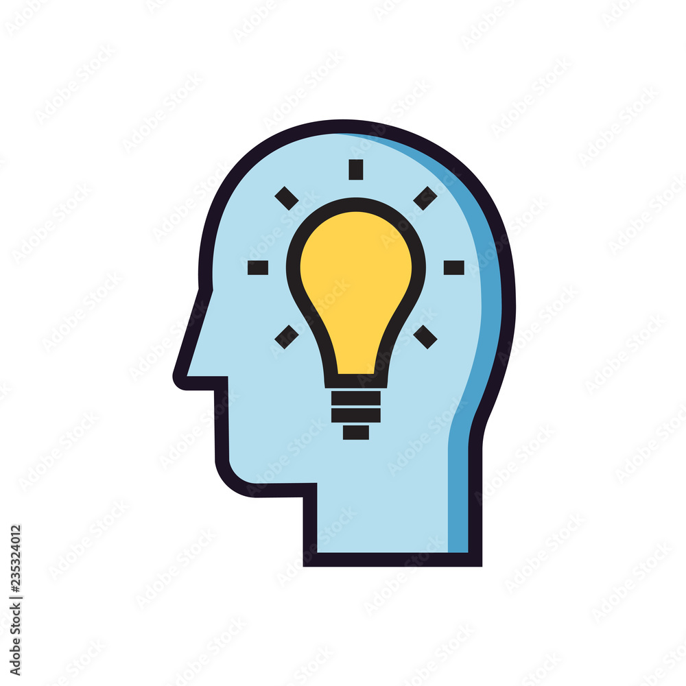 Lightbulb user icon. Head with idea sign. Lightbulb user icon. Head with idea sign.
