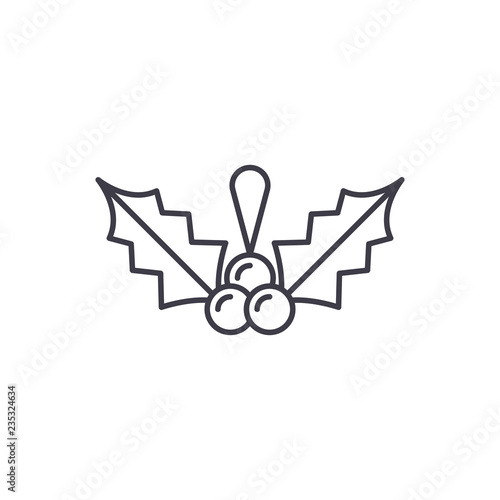 Christmas mistletoe line icon concept. Christmas mistletoe vector linear illustration, sign, symbol