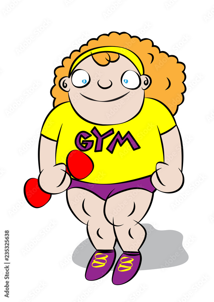 Funny Cute Chubby White Girl At School Gym Stock Vector Adobe Stock