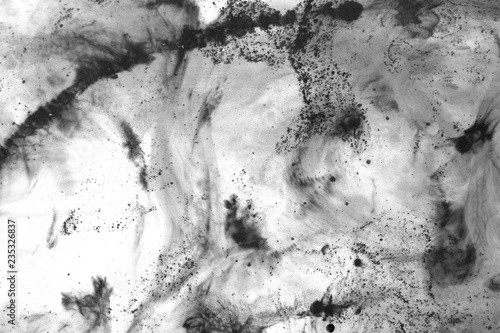 VERY hight resolution. watercolor stroke. Wallpaper with watercolor effect. Black acrylic paint stroke texture on white paper. Scattered art. Macro image. Hand made grunge. Art