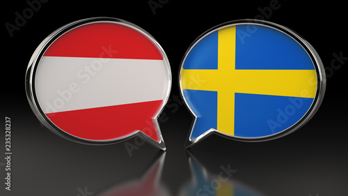 Austria and Sweden flags with Speech Bubbles. 3D illustration Free Download Austria and Sweden flags with Speech Bubbles. 3D illustration - GFXLoad