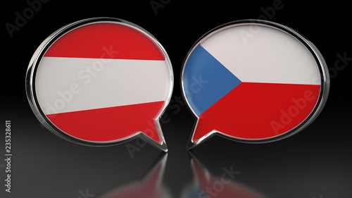Austria and Czech Republic flags with Speech Bubbles. 3D illustration Free Download Austria and Czech Republic flags with Speech Bubbles. 3D illustration - GFXLoad