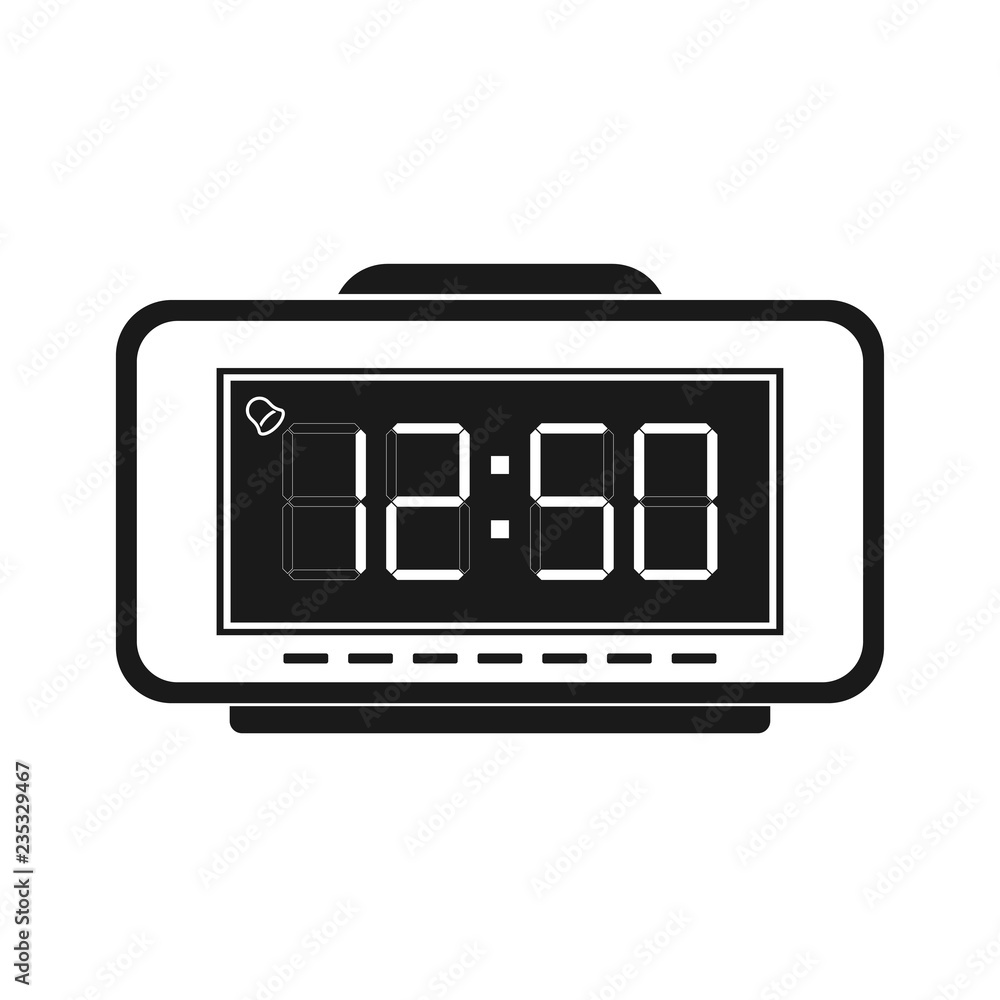 Clock-alarm black digital icon. Clock-alarm black digital icon.