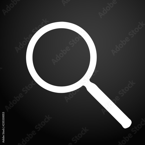 Search icon vector. Found find concept. Magnifying glass Sign isolated on black background