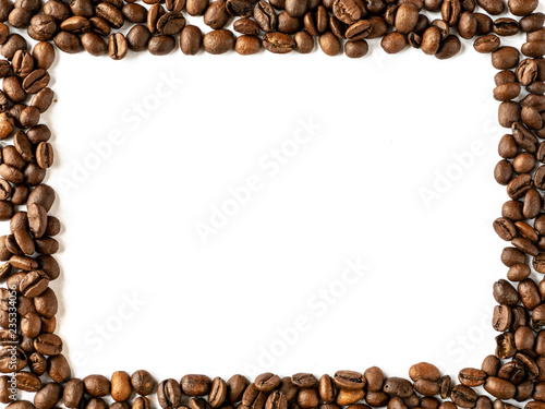 frame made of coffee beans isolated on white
