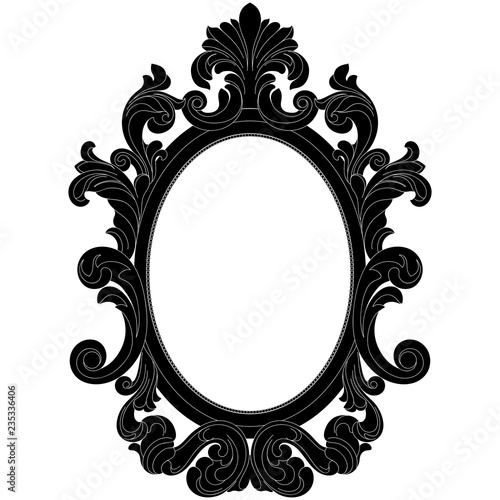 Vintage oval pattern frame in old style. Vector.