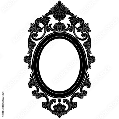 Vintage oval pattern frame in old style. Vector.
