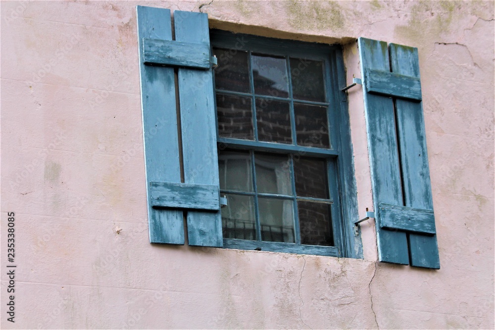 Old Window Frame With Wooden Shutters Old Window Frame With Wooden Shutters