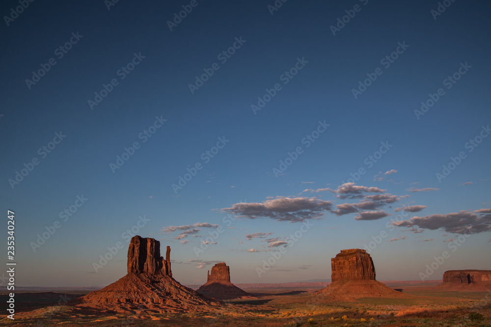 view of the monument valley in the evening
