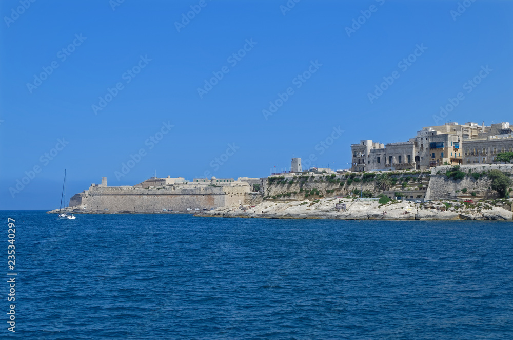 Panoramic view of Valletta coastline, Malta