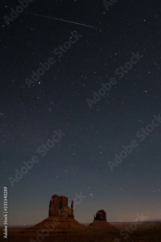 shooting star over the monument valley