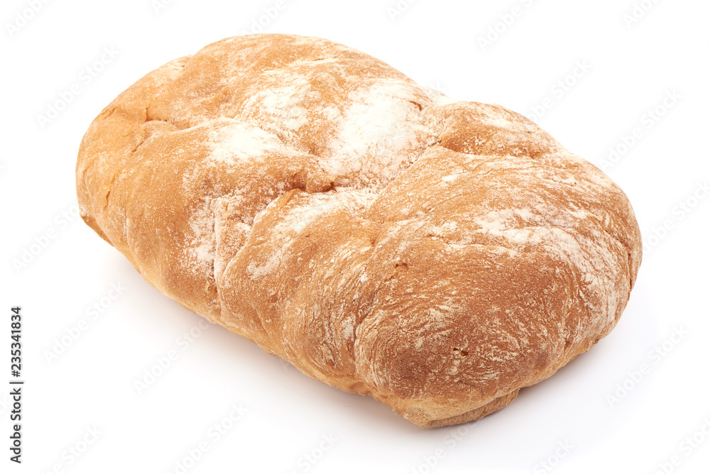 Fresh whole grain bread, isolated on white background. Close-up.