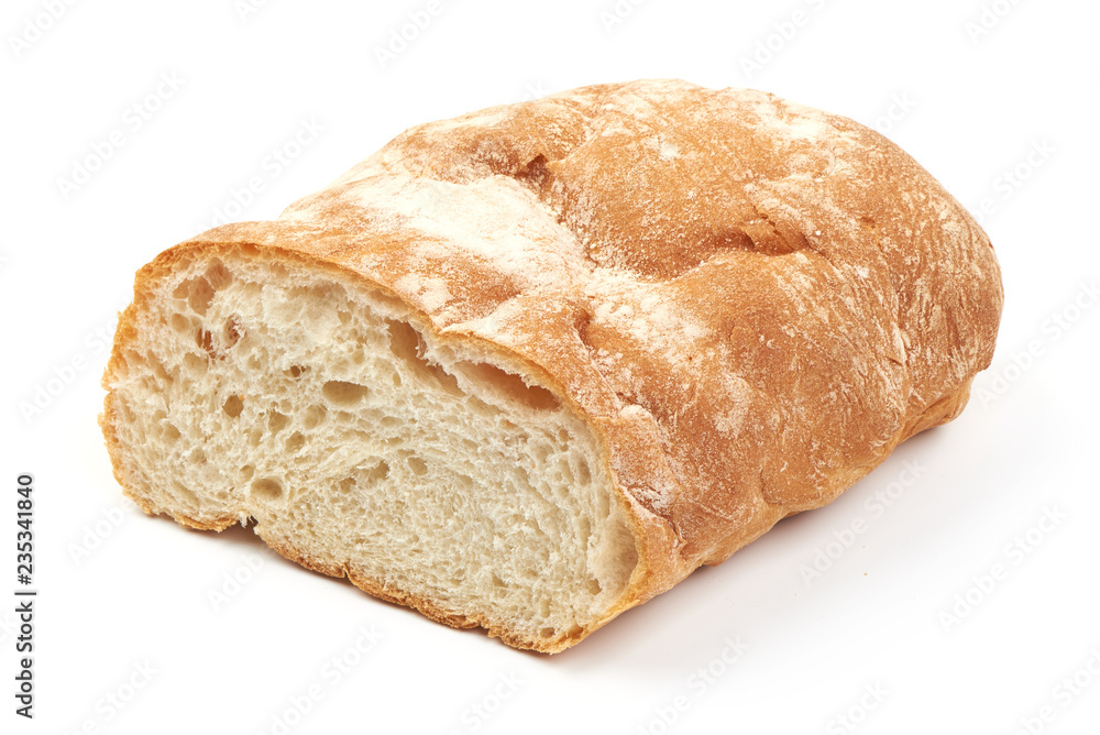 Fresh sliced grain bread, isolated on white background. Close-up.