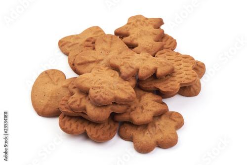 Christmas Ginger and Honey cookies, isolated on a white background. Close-up