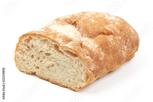 Fresh sliced grain bread, isolated on white background. Close-up.