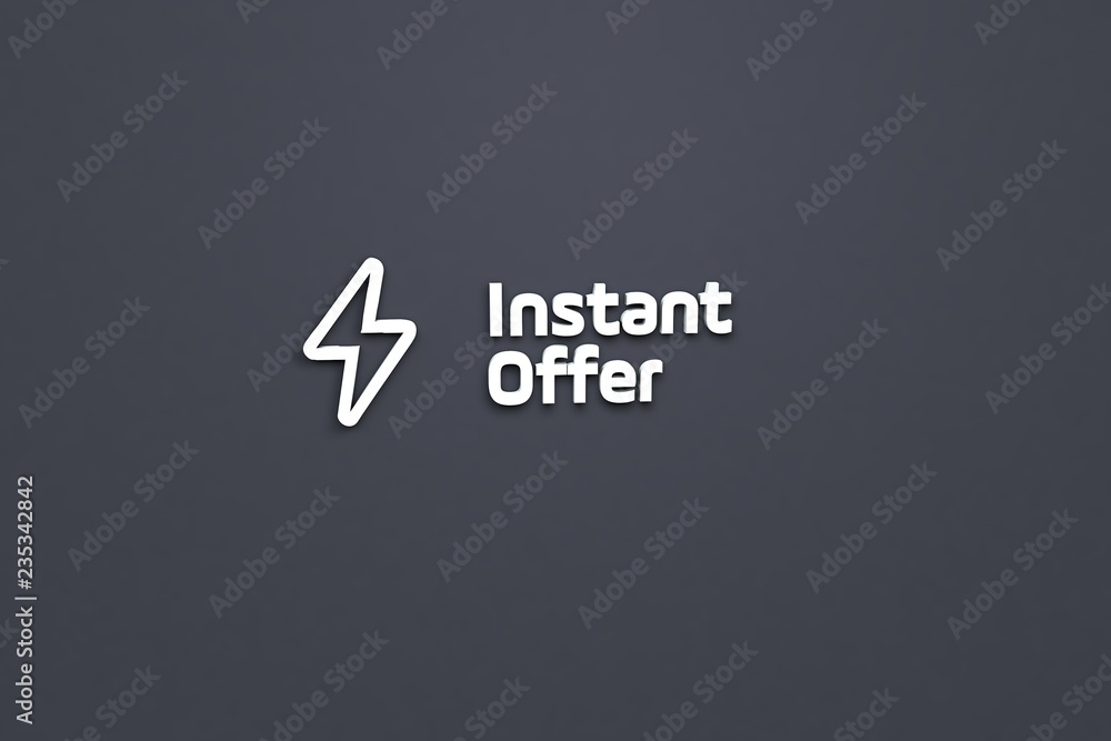 Illustration of Instant Offer with white text on dark background Illustration of Instant Offer with white text on dark background