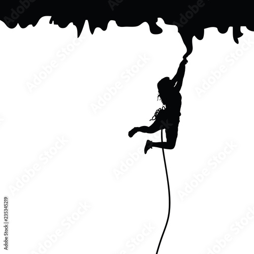woman silhouette on cliff llustration