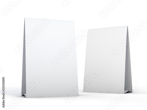 Stand for booklets with white sheets of paper. Mockup. 3D