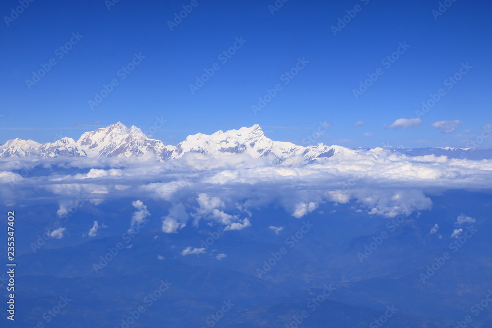 View of Himalaya Mountain Range from air plane