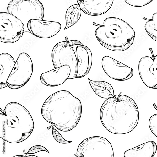 Seamless pattern with apples. Vector illustration.
