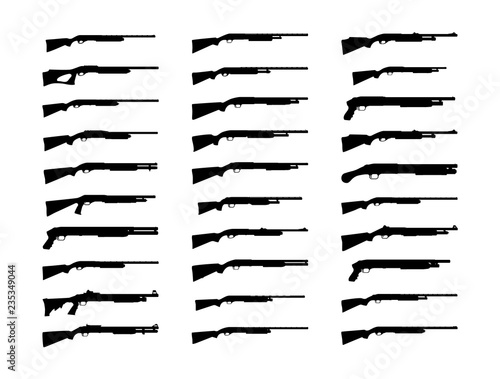 Shotguns silhouette set. Vector illustration isolated on white background. EPS10.