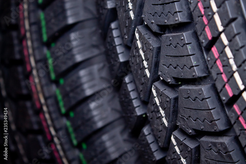 winter tire tread texture on black background
