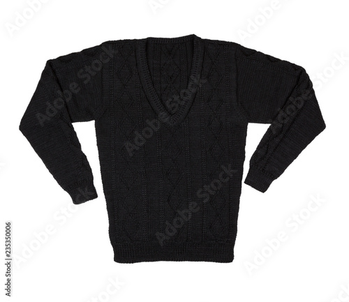 Sweater isolated on white background. Male knitted sweater. Warm pullover. Winter jumper.