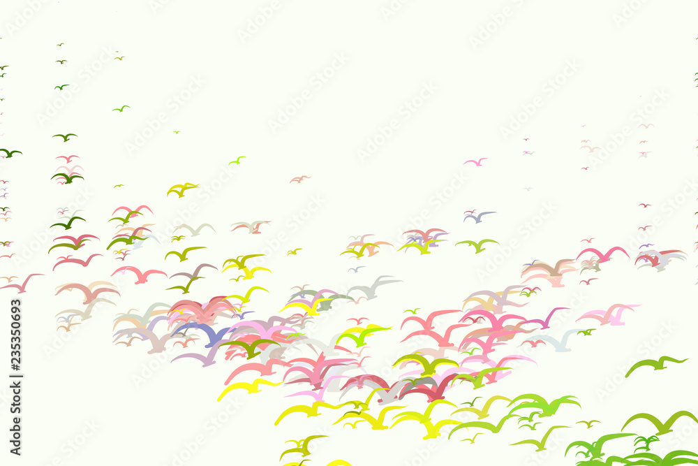 Flying birds illustrations background abstract, hand drawn texture. Pattern, messy, wallpaper & backdrop.