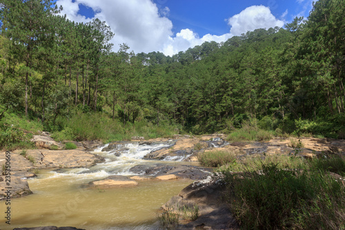 beautiful waterfall close to dalat in vietnam