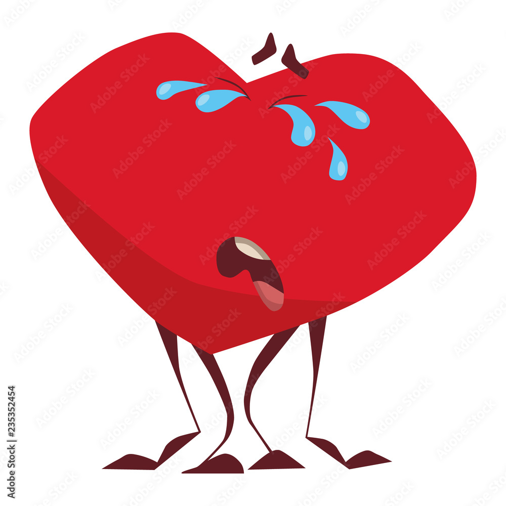 Φωτογραφία the character the cartoon heart cries bitterly, shed tears