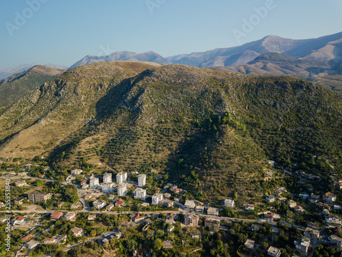 Aerial view of Albanian landscape in autumn.  Location is Delvina / Delvine, Albania (Albanian Riviera) photo