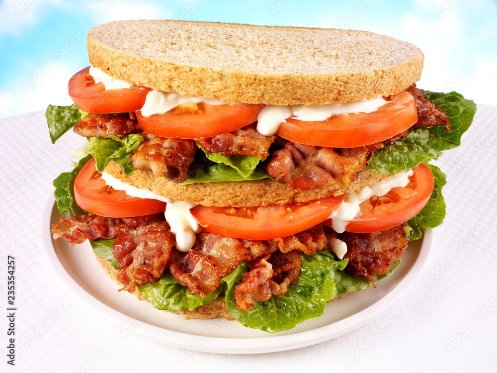 BACON LETTUCE AND TOMATO SANDWICH WITH MAYONNAISE BACON LETTUCE AND TOMATO SANDWICH WITH MAYONNAISE