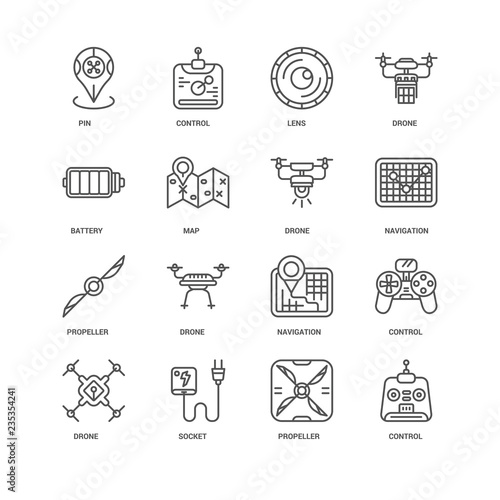 Simple Set of 16 Vector Line Icon. Contains such Icons as contro