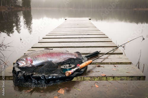 Fresh caught trout on flyrod