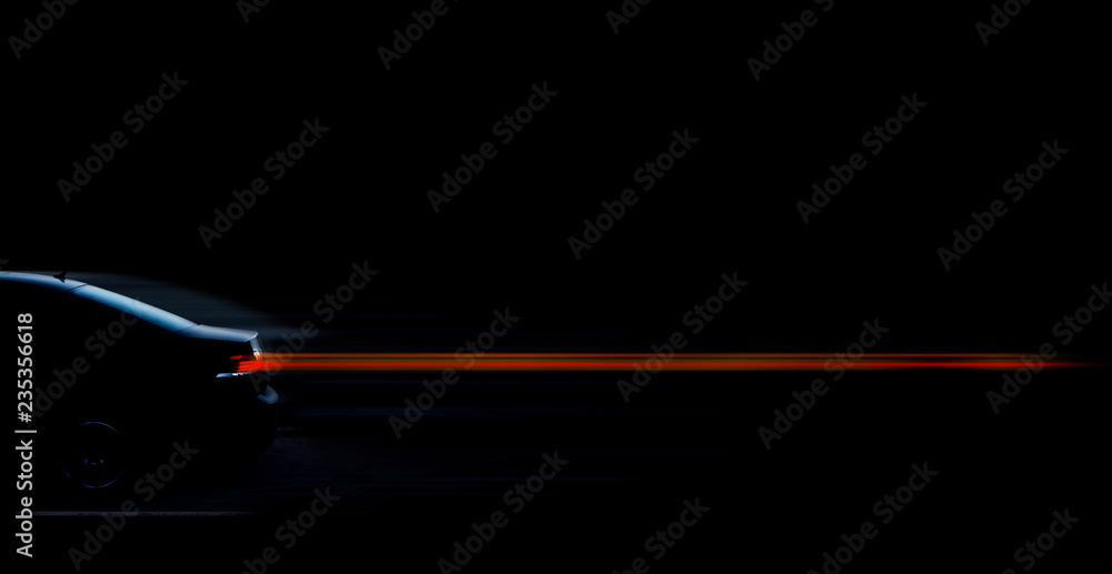 Car silhouette with red light effect - obrazy, fototapety, plakaty 