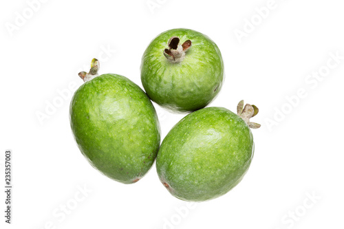 Feijoa fresh fruit isolated on white background. Acca sellowiana. Tropical fruit