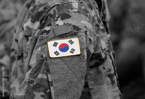 South Korea on soldiers arm (collage). photo