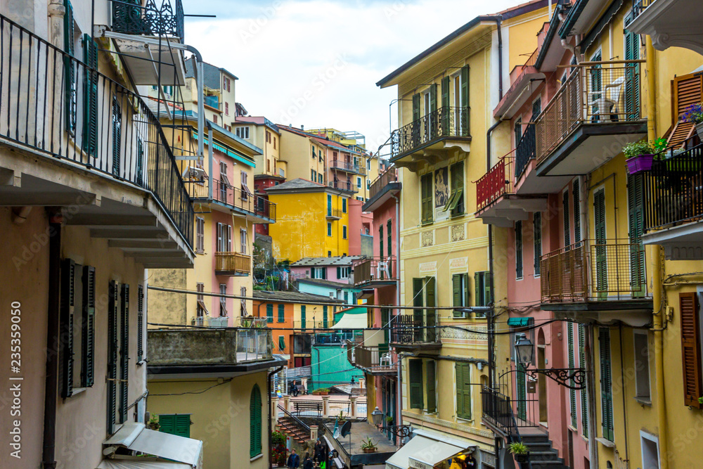 beach streets and colorful houses on the hill in Manarola in Cinque Terre in Italy beach streets and colorful houses on the hill in Manarola in Cinque Terre in Italy