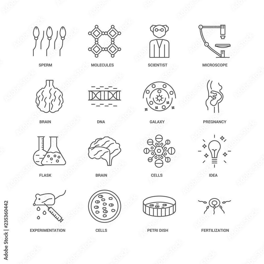 16 linear icons related to Fertilization, Dna, Sperm, undefined, 16 linear icons related to Fertilization, Dna, Sperm, undefined,