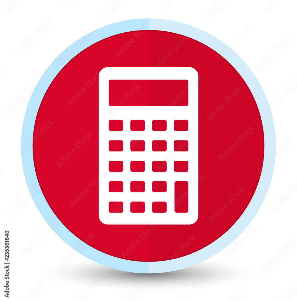 Calculator icon flat prime red round button Calculator icon flat prime red round button