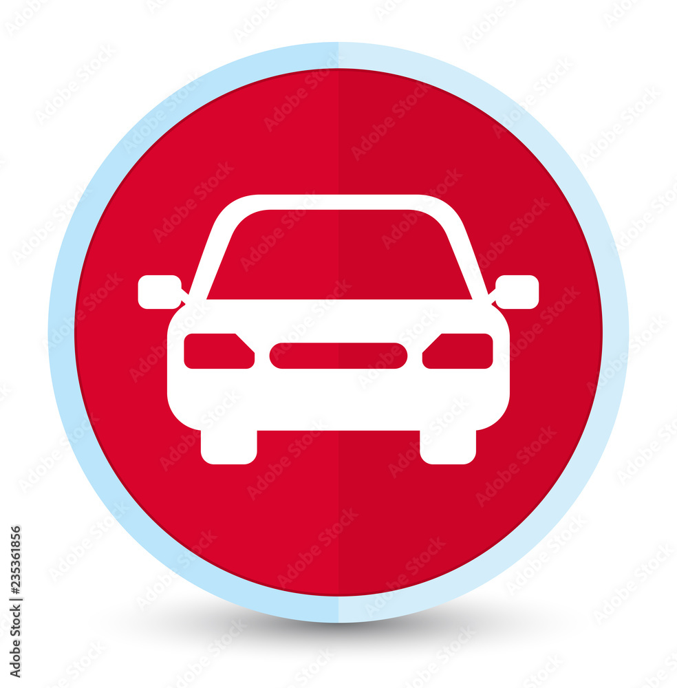 Car icon flat prime red round button
