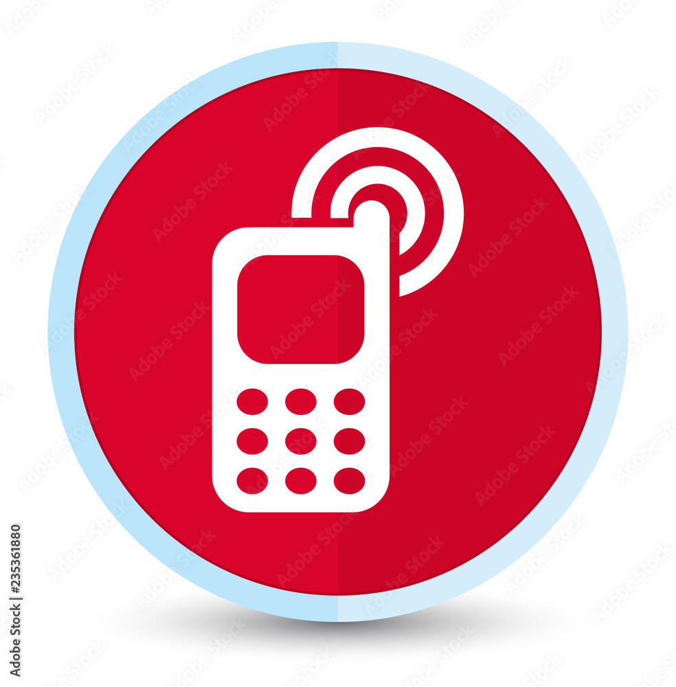 Cellphone ringing icon flat prime red round button Cellphone ringing icon flat prime red round button