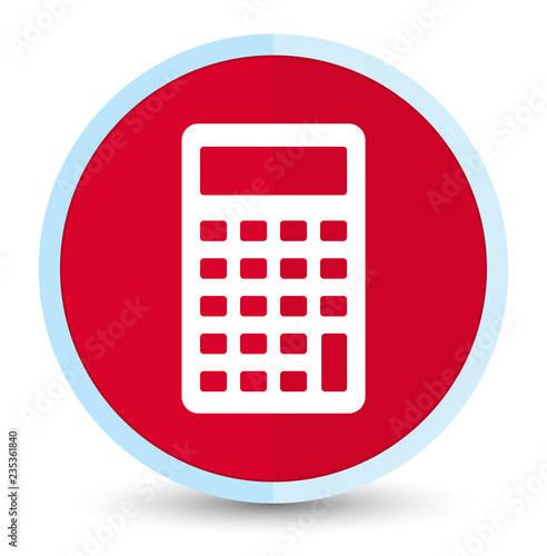 Calculator icon flat prime red round button